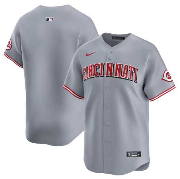 Mens Cincinnati Reds Blank Gray Away Limited Baseball Stitched Jersey Dzhi->cincinnati reds->MLB Jersey